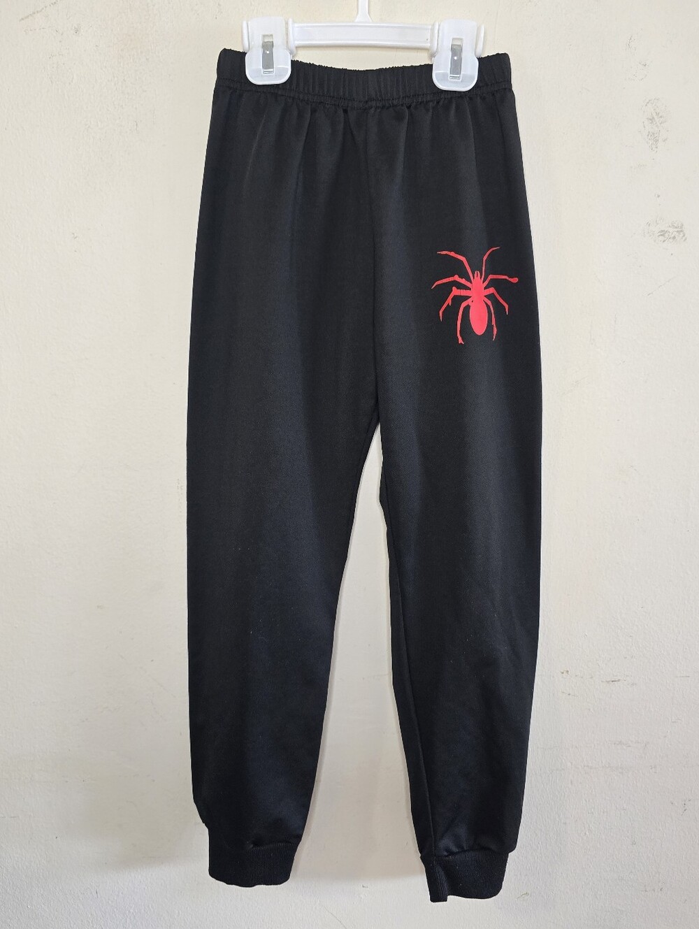 Kids Spider Jogger Pants Size 130 Black Red Graphic Elastic Cuff Halloween Youth